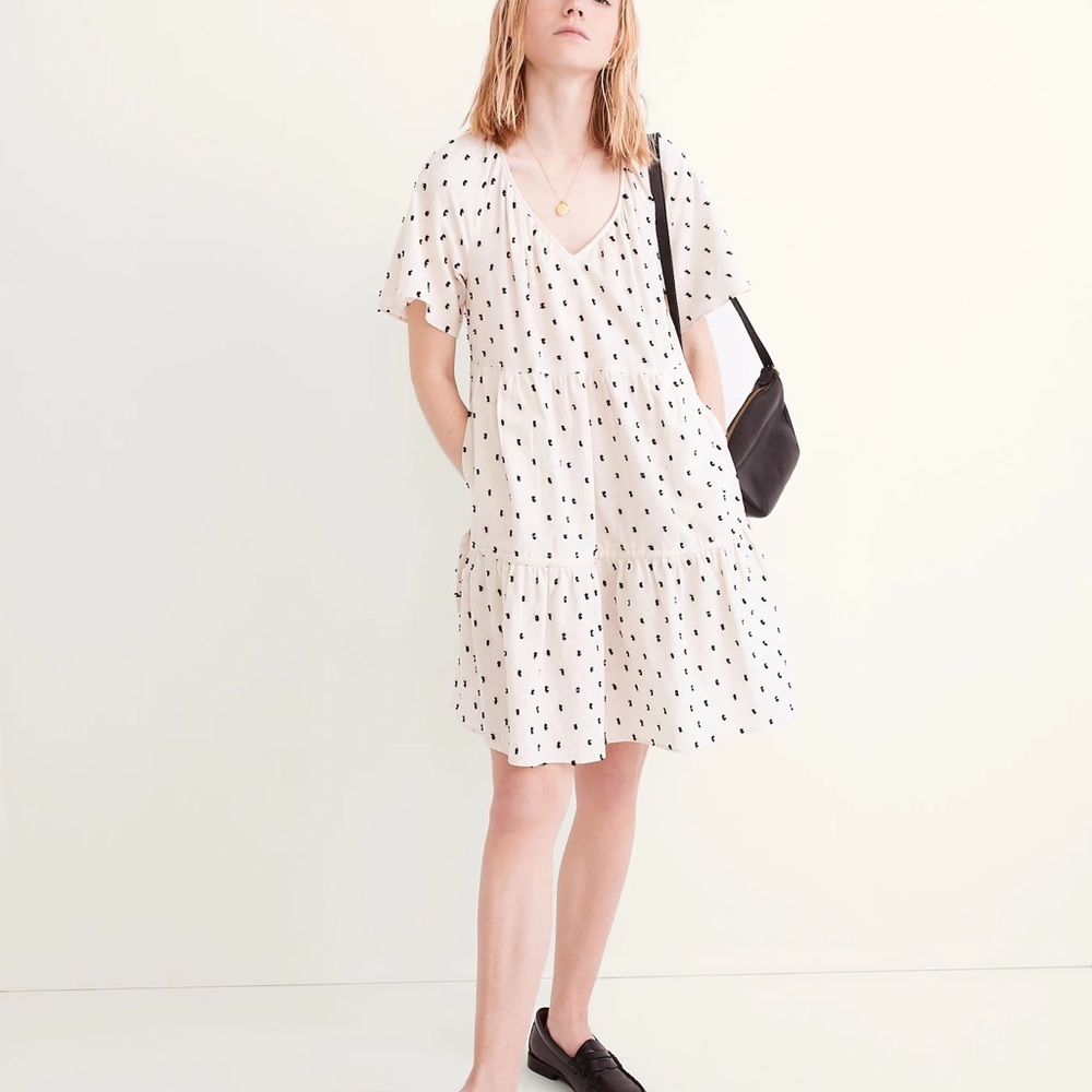 NWOT Cotton-Linen Lorelei Mini Dress in Clip Dot L